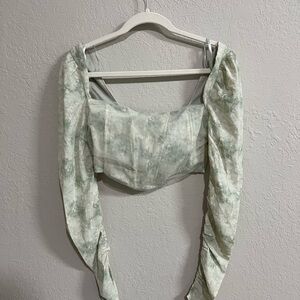 Windsor Green Asymmetrical Ruched Blouse